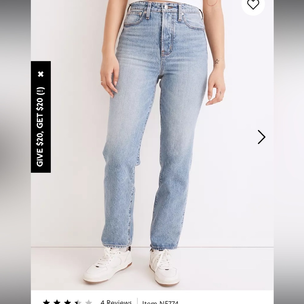 Petite Curvy Madewell Straight Leg Perfect Vintage Jean in Seyland Wash